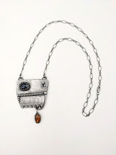 Load image into Gallery viewer, Textured Teal Moss and Orange Kyanite Necklace